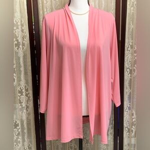 BOB MACKIE WEARABLE ART LONG LENGTH OPEN FRONT  CARDIGAN - SZ 1X